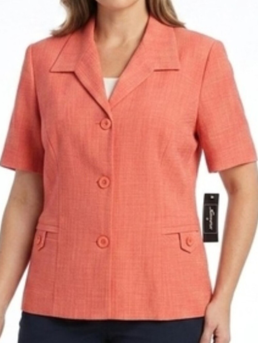 NWT Sweet Suit Coral Short Sleeve Blazer Jacket Size 16 Professional Workwear